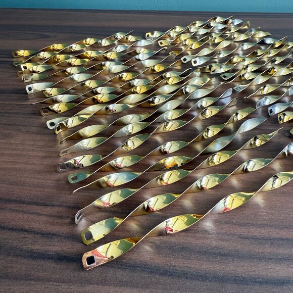 38 Vintage Gold Aluminum Twisted Ribbon Strips 7" Long Christmas Ornaments - Picture 1 of 7